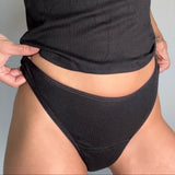 Black Absorbent TENCEL™ Modal Thong Period Underwear