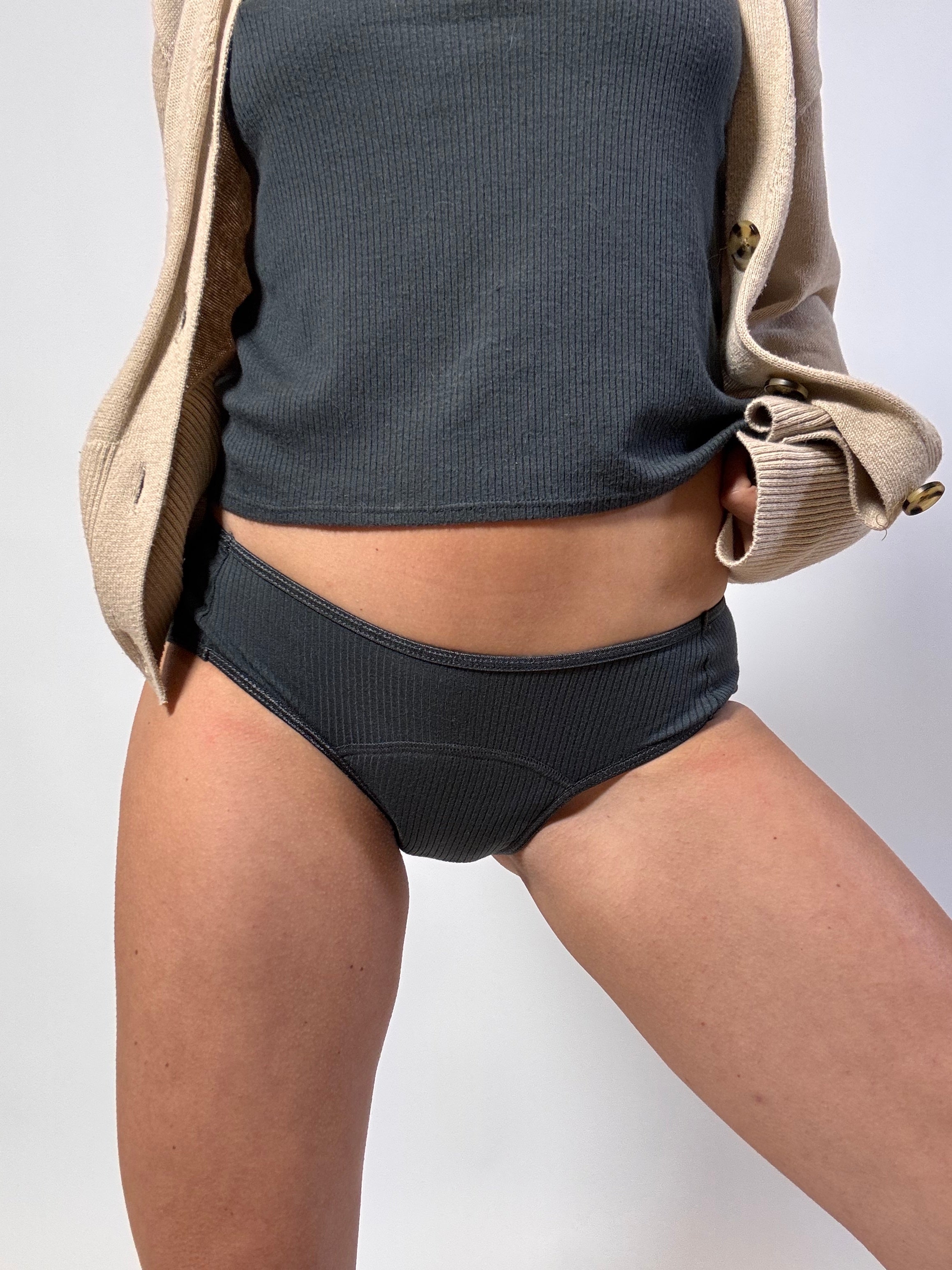 Grey Leakproof TENCEL™ Brief Period Underwear Front