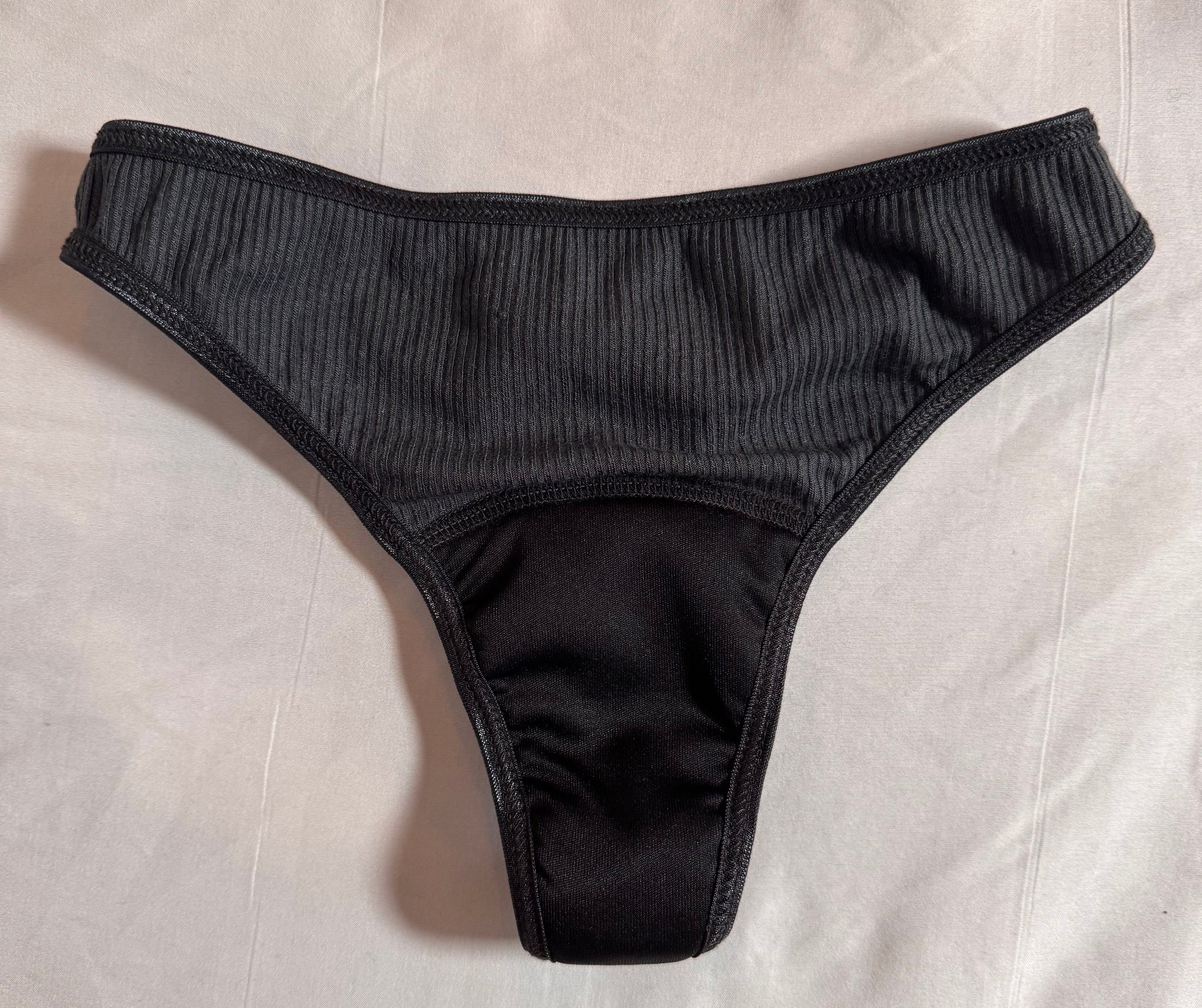 Grey Leakproof TENCEL Period Underwear Thong Flatlay