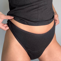 Black Absorbent TENCEL™ Modal Thong Period Underwear