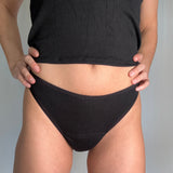 Black Absorbent TENCEL™ Modal Thong Period Underwear