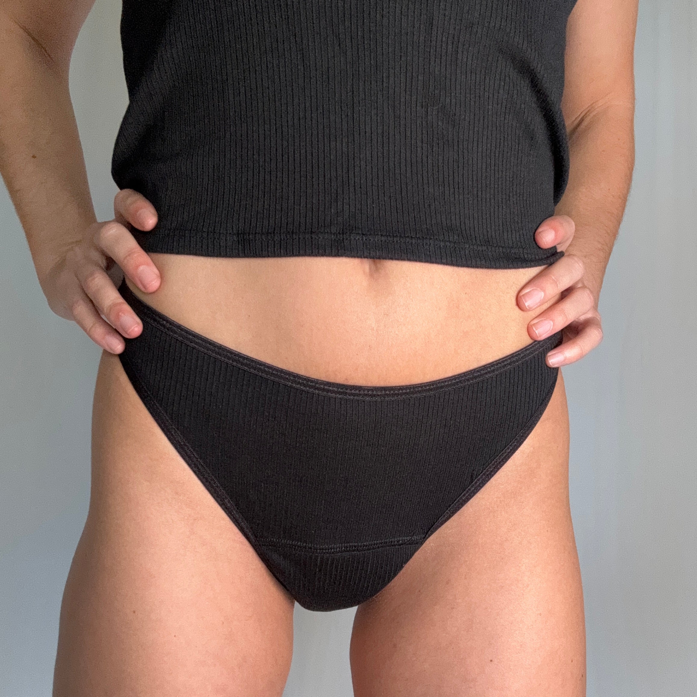 Black Absorbent TENCEL™ Modal Thong Period Underwear