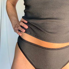 Grey Leakproof TENCEL Thong Front